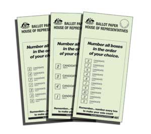 Examples of House of Representatives ballot papers